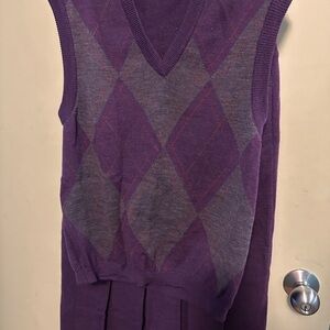 Tricots St. Raphael Purple Argyle Sweater Vest and pleated midi Skirt Set in Med
